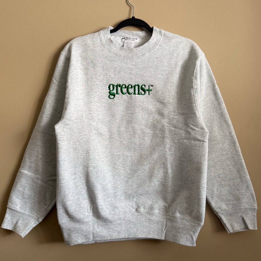 Made in Canada Heavyweight 100% Cotton Grey Crewneck Sweater Embroidered Script